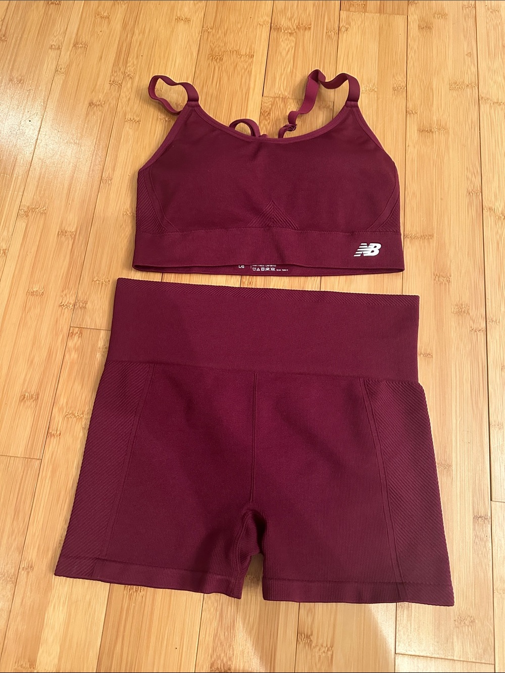 New Balance Burgundy Womens Athletic Bike Shorts Set